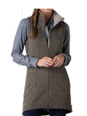 Toad&Co Wool Blend Full Zip Vest Size S Long Quilted Fleece